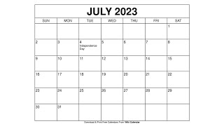 Free Printable July 2023 Calendar Templates With Holidays  Wiki Calendar [upl. by Eulalie]