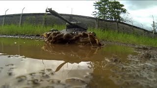 RC tank US M41A3 w twin 540 FL tuned 30T motors mudding Gopro Hero3 Black ed 720p 120fps [upl. by Innos]