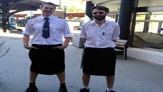 HOMBRES CON FALDA EN ESCOCIA La nueva moda de los maquinistas de trenes [upl. by Ennairam]