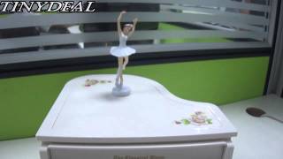 10quot Battery Powered Ballet Girl Piano Shaped Musical Box [upl. by Eilatam]