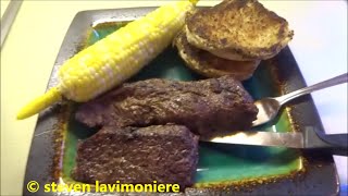 sirloin steak corn on the cob amp garlic bread on the grill [upl. by Ataeb]