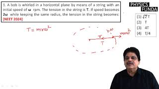 A bob is whirled in a horizontal plane by means of a string with an initial speed of ω rpm [upl. by Kcyred]