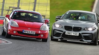 MR2 v M2 shoot out at a wet Oulton Park [upl. by Tawnya]