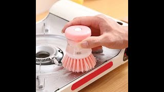 Kitchen Wash Pot Dish Brush Washing Utensils with Washing Up Liquid Soap Dispenser Household [upl. by Luapnaes]