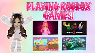 PLAYING GAMES ON ROBLOX LIVE [upl. by Magdau418]