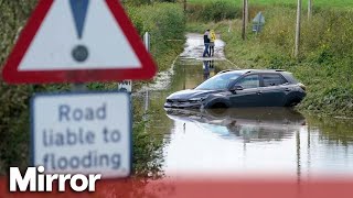 Flood warnings issued for parts of England with chance of isolated tornadoes [upl. by Enelloc]