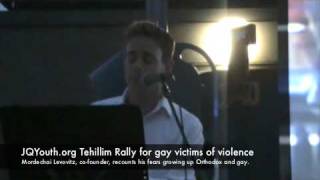 NYC Tehillim Rally for gay victims of violence Intro by Mordechai Levovitz orthodox gay youth [upl. by Woodcock]