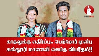 காதலுக்கு எதிர்ப்பு பெற்றோர் முன்பு கல்லூரி மாணவி செய்த விபரீதம்  Tamil Voice [upl. by Aleina]