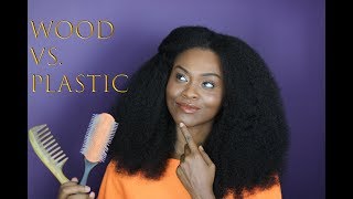 HOW TO Detangle Thick Natural Hair wood comb vs Denman [upl. by Schaper]