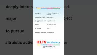 Describe a person you know who has a medical career  IELTS Speaking Cue Card  FRIEND IELTS [upl. by Driskill]