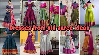 Dresses from old sareesPurani saree se new dress bananaVk Fashion Designs [upl. by Aisercal]