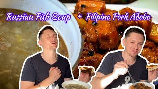 Filipina Wife cooks Russian Fish Soup and Filipino Adobo for Russian Husband  The Zinovev’s [upl. by Arracat992]