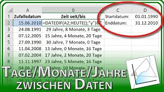 ZEIT Tage Monate Jahre seit bis Datum Alter GeburtstagExcel Grundlagen Tutorial amp Anleitung [upl. by Einaj]