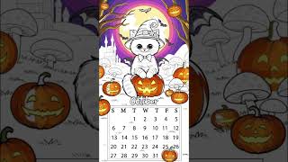 Cat Calendar Halloween colorbynumber colorbynumberapp halloween halloween2024 [upl. by Noiroc]