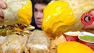 ASMR MUKBANG CHIPOTLE GIANT BURRITOS CHIPS CHEESE STEAK QUESADILLA  WITH CHEESE 2 [upl. by Corin]