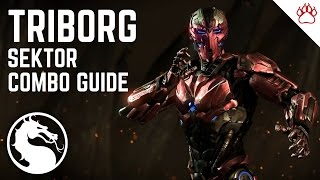 Mortal Kombat X Triborg Sektor Complete Combo Guide 1350 [upl. by Yelrak415]