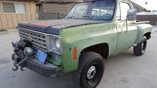 1975 Chevrolet K10 Stepside 4x4 GMC Chevy Pickup Truck 350 V8 Wench 4 Spd Video Review [upl. by Filippo767]