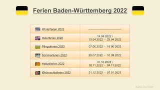 Ferien Baden Württemberg 2022 [upl. by Llerahc]