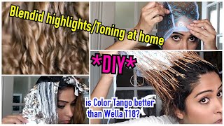 How I highlight and Tone my hair to ash blonde at homeDIYGLOW BY SANA [upl. by Hope169]