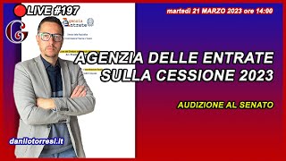 Audizione del Direttore dell’Agenzia delle Entrate al Senato sulla cessione del credito 2023 🔴197 [upl. by Naellij]