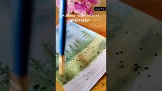 BudgetFriendly Watercolor Landscape Painting  Cheapest Watercolor Cake Challenge anamarts [upl. by Entirb462]