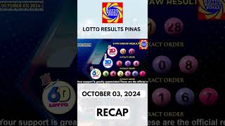 Lotto Result October 3 2024 9PM COMPLETE Draw  PCSO Lotto pcsolottoresulttoday lottoresults [upl. by Kirshbaum626]