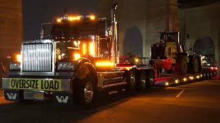 Western Star Lowboy Hauling Wheel Loader [upl. by Norbert]