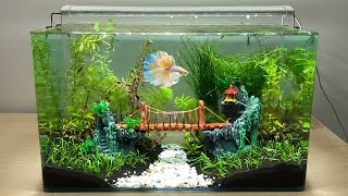 DIY Simple Aquasacpe Betta Fish For Office  How To Make Aquarium Decoration Ideas  MR DECOR 178 [upl. by Nylodam]