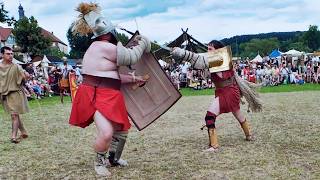 Gladiator fight  Murmillo vs Retiarius  Uprising in Großwallstadt [upl. by Burchett]