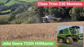 Brand New John Deere T550i HillMaster and Claas Trion 530 Montana Hill master Combines in Wales [upl. by Ahsoj10]