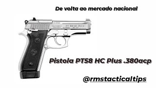 Pistola Taurus PT58 HC Plus  Cal 380 ACP Cano 4 191 Tiros  Inox Fosco [upl. by Cavanagh]