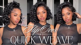 How to Flip Over Method Quick Weave Bob Detailed Tutorial with wand curls [upl. by Ingold]