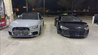 Built Audi RS3 vs Twin Turbo Audi R8 V10 Plus [upl. by Katrina223]