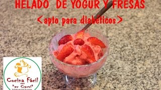 HELADO DE YOGUR Y FRESA CASI SIN CALORÍAS EN 5 MINUTOS apto para diabéticos [upl. by Oiliduab113]