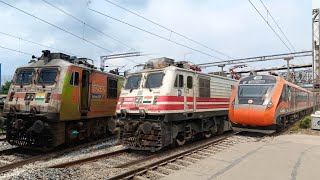 High speed crossing by bhagwa vande bharat Janshatabdi Secunderabad sf patna sf ampmore at 130kmph [upl. by Ydnim]