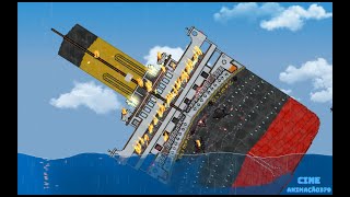 RMS Olympic ship being sunk by laser beam in Floating Sandbox simulator [upl. by Melvyn]