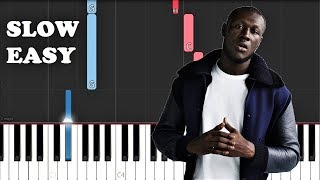 Stormzy  Vossi Bop SLOW EASY PIANO TUTORIAL [upl. by Kaycee41]