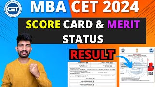 MBA CET Score Card and Merit Status 2024  MBA CET Results 2024 [upl. by Fernande602]