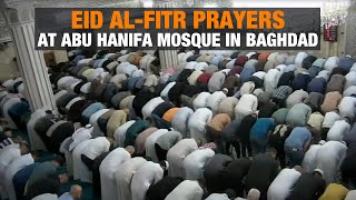 Iraqi Muslims Offer Eid alFitr Prayers at Abu Hanifa Mosque in the Adhamiya District of Baghdad [upl. by Della]