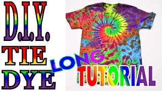 Tie Dye a Spiral Crinkle Rainbow Shirt Long Tutorial 52 [upl. by Anailli]