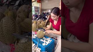 Unboxing Thai Lady Cutting Durian in Bangkok Thai Street Food [upl. by Alic490]