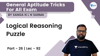 Logical Reasoning Puzzle  26  L92  General Aptitude Tricks  Sanga N L N Sarma [upl. by Shana728]