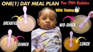 ONE DAY MEAL PLAN IDEAS WITH TIMINGS FOR 710MONTH BABY  WEIGHTGAIN BABY FOOD WITH CHART [upl. by Jamila244]