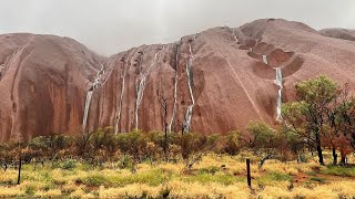 Uluru Unique waterfalls appear on landmark after rain in Australia [upl. by Ayeka]