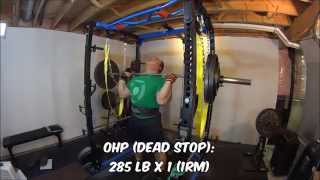 Overhead Press Dead Stop 285 x 1 1RM amp 200 x 10 10RM [upl. by Anaibib628]