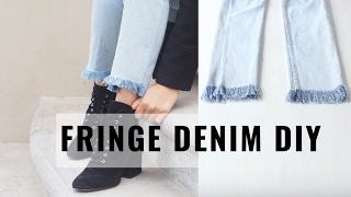 Fringe Denim DIY  How to Fray the Hem of your Jeans [upl. by Joann167]