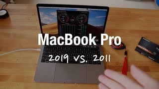 Apple MacBook Pro 2019 vs 2011 Upgraded Geekbench amp Disk Speed Test [upl. by Elianora818]