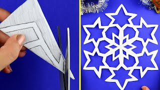 Paper Cutting Design❄️5 Snowflake ideas for Christmas and New Year Paper Decorations ❄ easy [upl. by Sidoon]