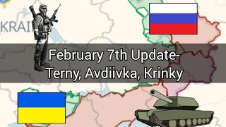 Feb 7th Ukraine Update Terny Counterattack Avdiivka Defense Weakens russiaukrainewar mapping [upl. by Aziza]