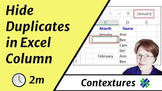 Hide Duplicate Entries in Excel Column  Cleaner Look [upl. by Ful]